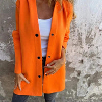 Mandotos hooded cardigan with a single-breasted design, loose fit, and vibrant red color, ideal for casual layered style.