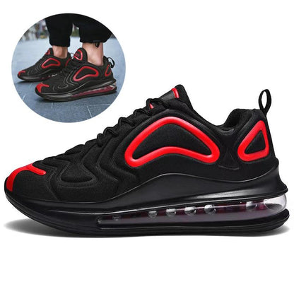 Mandotos Men Casual Air Cushion Black Shoes Outdoor Breathable Lace Up Sneakers Running Sports - MANDOTOS