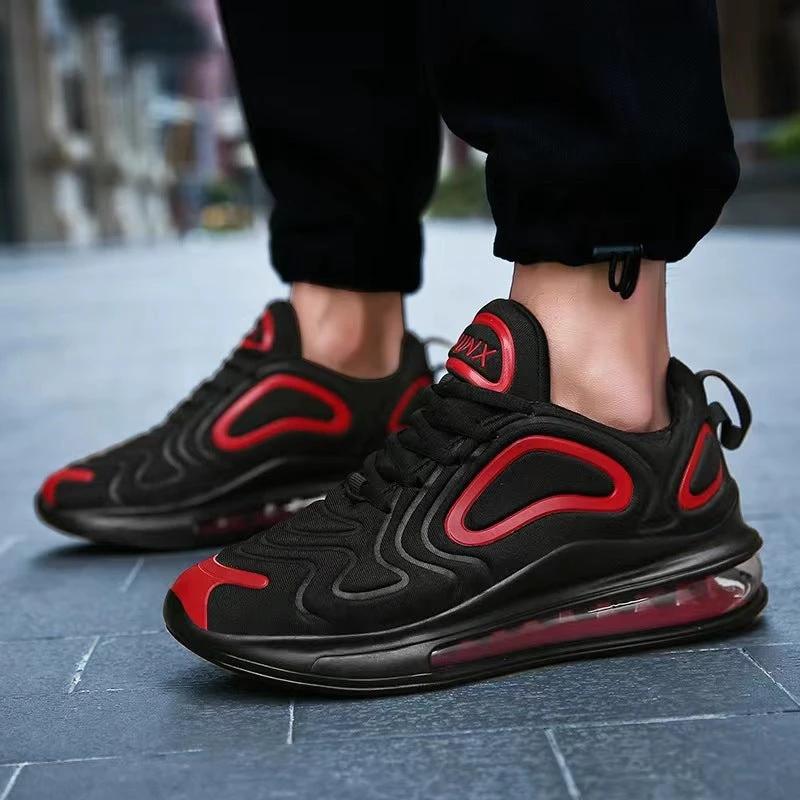 Mandotos Men Casual Air Cushion Black Shoes Outdoor Breathable Lace Up Sneakers Running Sports - MANDOTOS