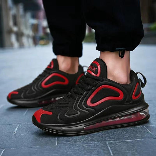 Mandotos Men Casual Air Cushion Black Shoes Outdoor Breathable Lace Up Sneakers Running Sports - MANDOTOS