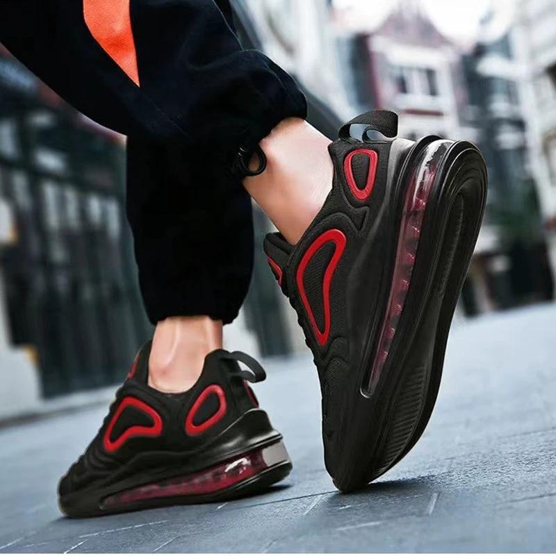 Mandotos Men Casual Air Cushion Black Shoes Outdoor Breathable Lace Up Sneakers Running Sports - MANDOTOS