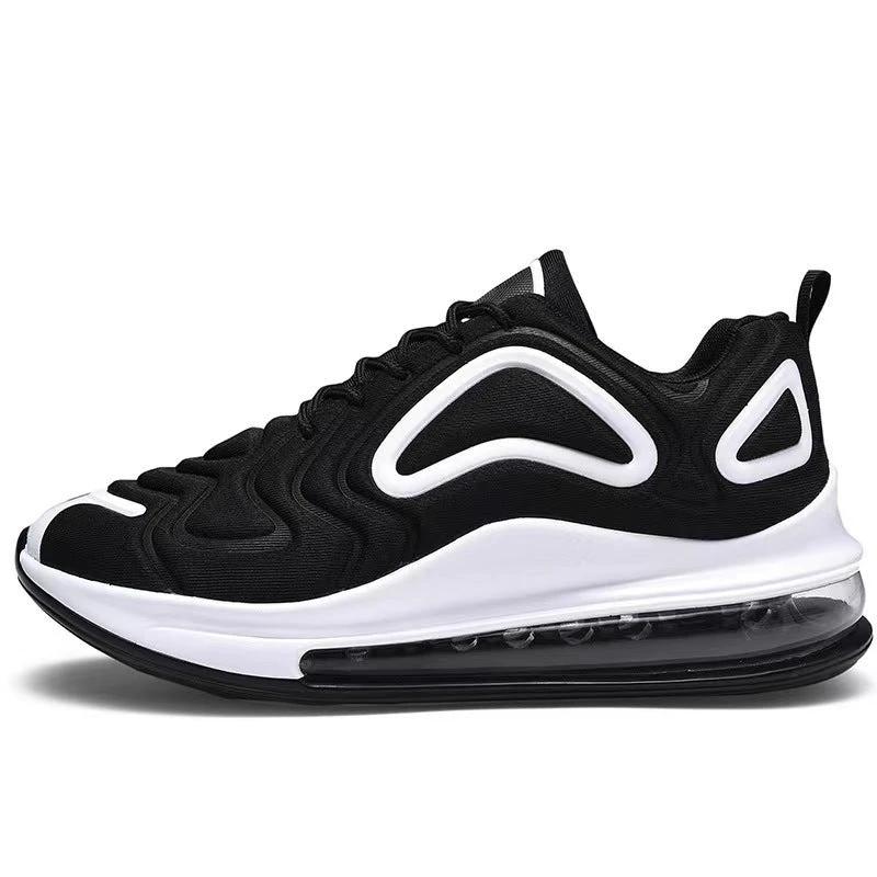 Mandotos Men Casual Air Cushion Black Shoes Outdoor Breathable Lace Up Sneakers Running Sports - MANDOTOS