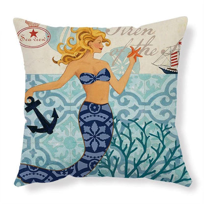 Mandotos Sea Turtle Printed Cushion Covers Linen Throw Pillow Cases For Home Decor Sofa Chair - MANDOTOS