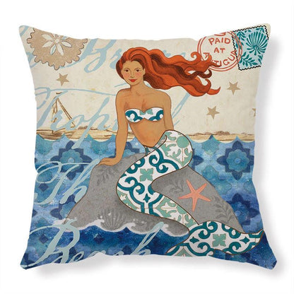 Mandotos Sea Turtle Printed Cushion Covers Linen Throw Pillow Cases For Home Decor Sofa Chair - MANDOTOS