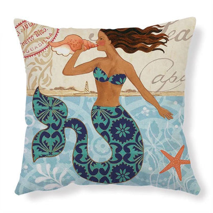 Mandotos Sea Turtle Printed Cushion Covers Linen Throw Pillow Cases For Home Decor Sofa Chair - MANDOTOS