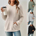 Mandotos Womens Knit Hoodie Sweatshirt With Pockets Drawstring Long Sleeve Solid Sunken Stripe Knitwear - MANDOTOS