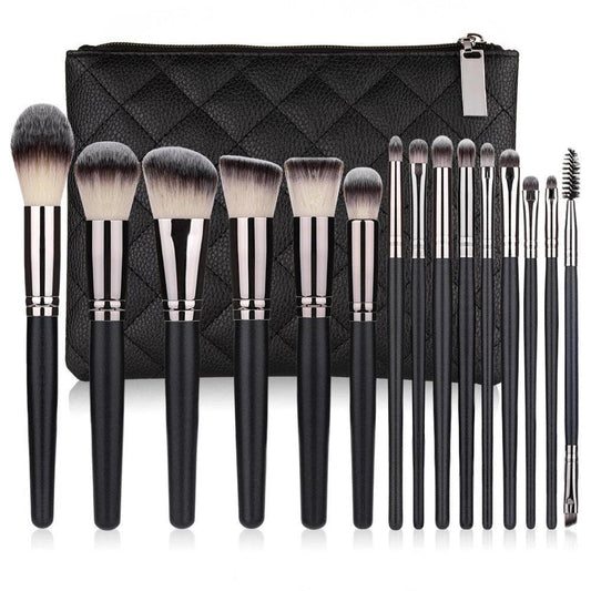 Matte Black Makeup Brush Set by [Brand Name] – 15 Essential Tools for Flawless Application - MANDOTOS