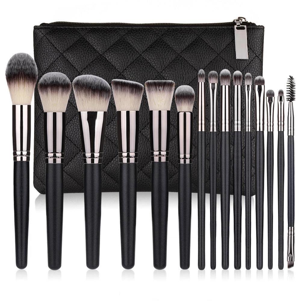 Matte Black Makeup Brush Set by [Brand Name] – 15 Essential Tools for Flawless Application - MANDOTOS