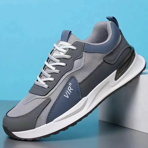 Men's Color Block Mesh Shoes Fashion Casual Lace-up Sneakers Outdoor Breathable Running Sports Shoes - MANDOTOS