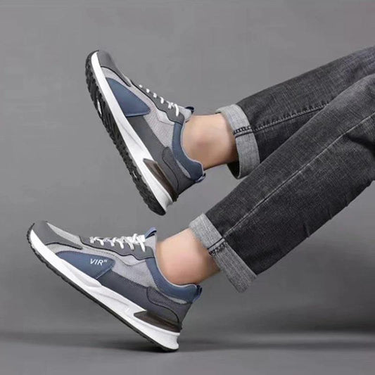 Men's Color Block Mesh Shoes Fashion Casual Lace-up Sneakers Outdoor Breathable Running Sports Shoes - MANDOTOS