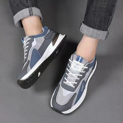Men's Color Block Mesh Shoes Fashion Casual Lace-up Sneakers Outdoor Breathable Running Sports Shoes - MANDOTOS