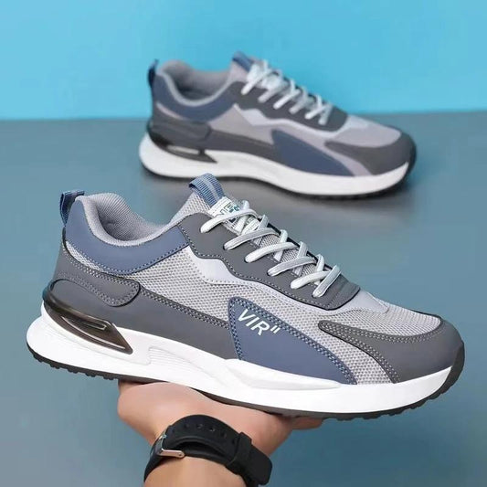 Men's Color Block Mesh Shoes Fashion Casual Lace-up Sneakers Outdoor Breathable Running Sports Shoes - MANDOTOS
