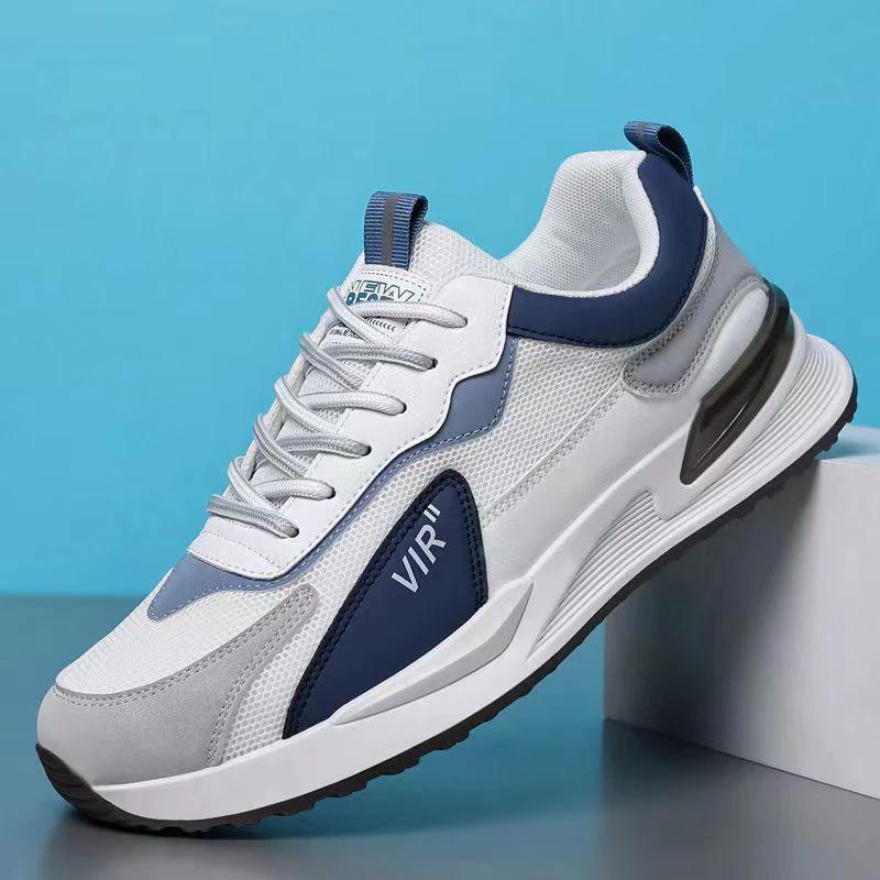 Men's Color Block Mesh Shoes Fashion Casual Lace-up Sneakers Outdoor Breathable Running Sports Shoes - MANDOTOS