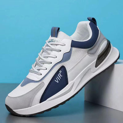 Men's Color Block Mesh Shoes Fashion Casual Lace-up Sneakers Outdoor Breathable Running Sports Shoes - MANDOTOS
