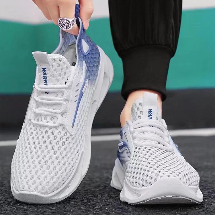 Men's Lace-up Sneakers Mesh Sports Shoes Fashion Hollow-sole Low Top Running Shoes - MANDOTOS