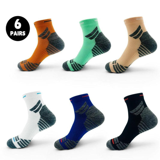 Men's Padded Ankle Socks - 6 Pairs of Performance Sports Running Socks for All-Day Comfort - MANDOTOS