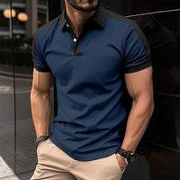 Men's short sleeve business polo shirt by MANDOTOS, casual summer shirt with a classic collar and button front design.