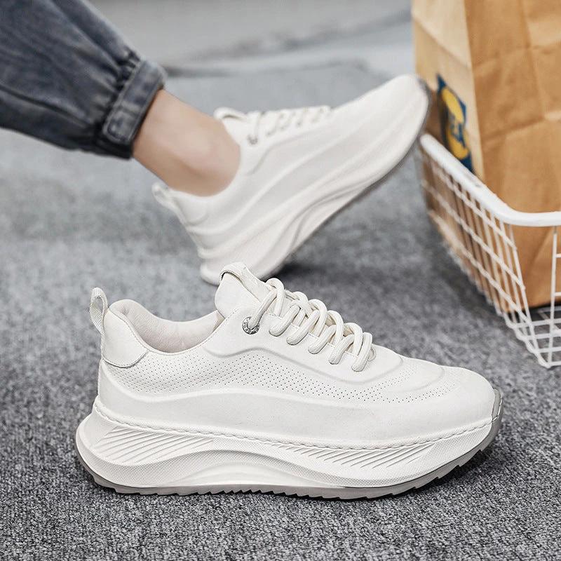 Men's Thick-soled Sports Shoes Casual Breathable Sneakers Lace-up Dad Shoes Boy - MANDOTOS