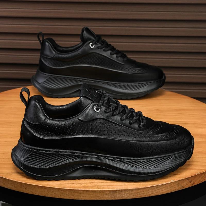 Men's Thick-soled Sports Shoes Casual Breathable Sneakers Lace-up Dad Shoes Boy - MANDOTOS
