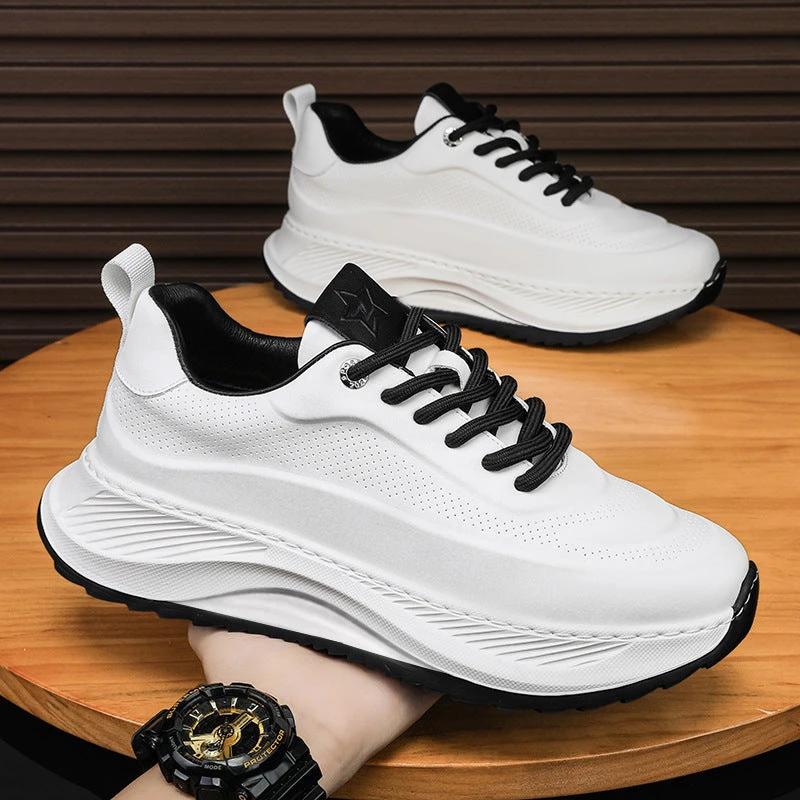 Men's thick-soled sports shoes by MANDOTOS, casual breathable sneakers with lace-up design and dad shoe style.