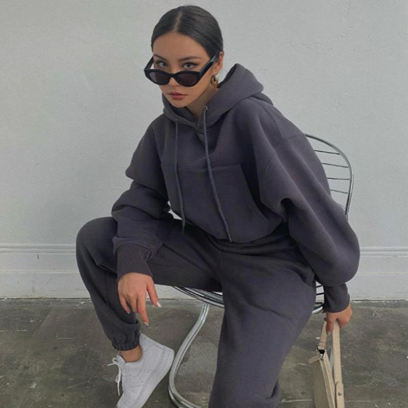 New Style Autumn And Winter Women's New Casual Hoodie Coat Sports Suit - MANDOTOS