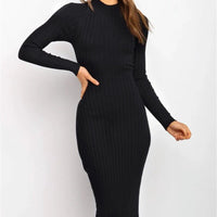 Mandotos women's solid color backless sweater dress with bow, fitted style, perfect for stylish occasions.