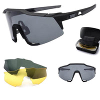 Men's polarized riding sunglasses by MANDOTOS with black frames and dark lenses, designed for outdoor riding and sun protection.