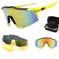 Mandotos men's polarized riding sunglasses with black frames and tinted lenses, designed for outdoor riding and sun protection.