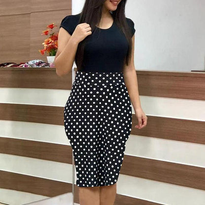 Printed Office Midi Pencil Dress Large Women Dress - MANDOTOS