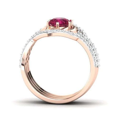 Rose Gold Flower Ring - Exquisite Engagement Wedding Band Set - MANDOTOS