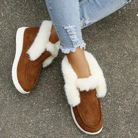 Mandotos women's snow boots with plush fur, warm winter ankle shoes, ideal for cold weather and snowy conditions.