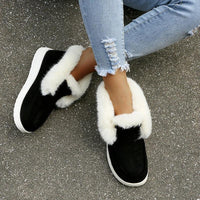 Mandotos women's snow boots with plush fur, warm winter ankle shoes, ideal for cold weather and snowy conditions.