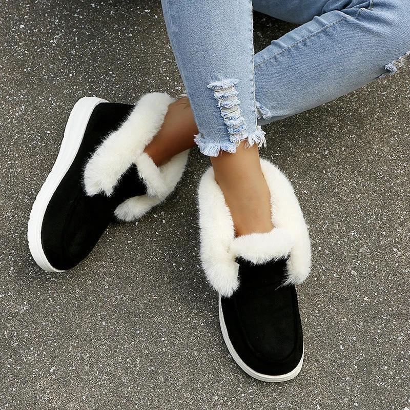 Snow Boots Warm Winter Shoes Plush Fur Ankle Boots Women - MANDOTOS