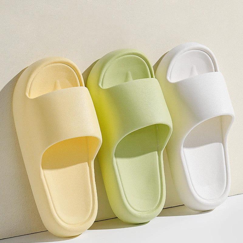 Solid Thick-soled Home Slippers Summer Non-slip Floor Bathroom Slipper For Women Men's House Shoes - MANDOTOS