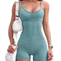 Mandotos women's spaghetti strap jumpsuit for sports, yoga, and fitness, featuring a tight fit and stylish design for active wear.