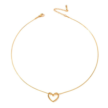 Stainless Steel Twist Hollow Heart Necklace - Clavicle Chain - MANDOTOS