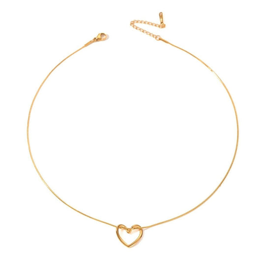 Stainless Steel Twist Hollow Heart Necklace - Clavicle Chain - MANDOTOS