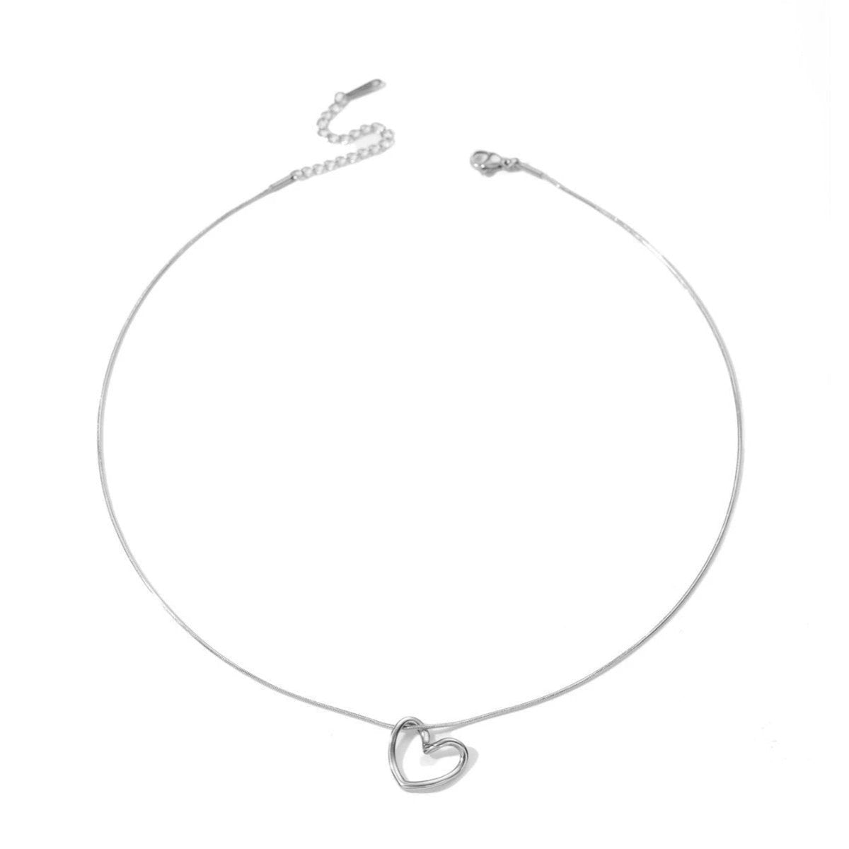 Stainless Steel Twist Hollow Heart Necklace - Clavicle Chain - MANDOTOS