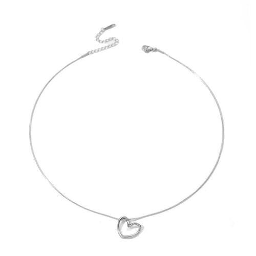 Stainless Steel Twist Hollow Heart Necklace - Clavicle Chain - MANDOTOS
