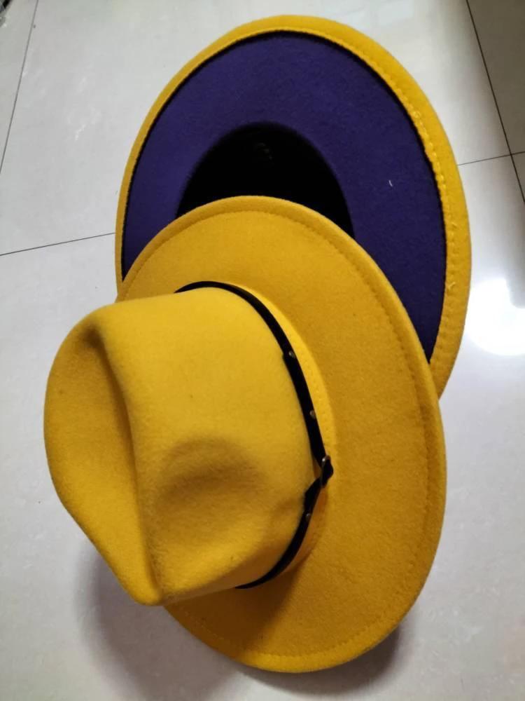 Stylish Fedora Hat - Trendy Color-Blocked Wool Design for a Chic Look - MANDOTOS
