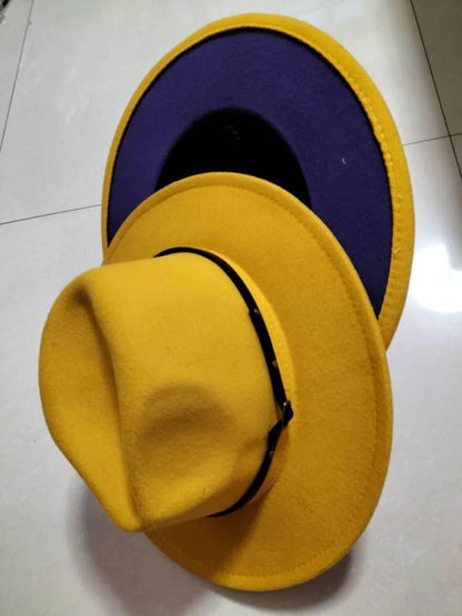 Stylish Fedora Hat - Trendy Color-Blocked Wool Design for a Chic Look - MANDOTOS