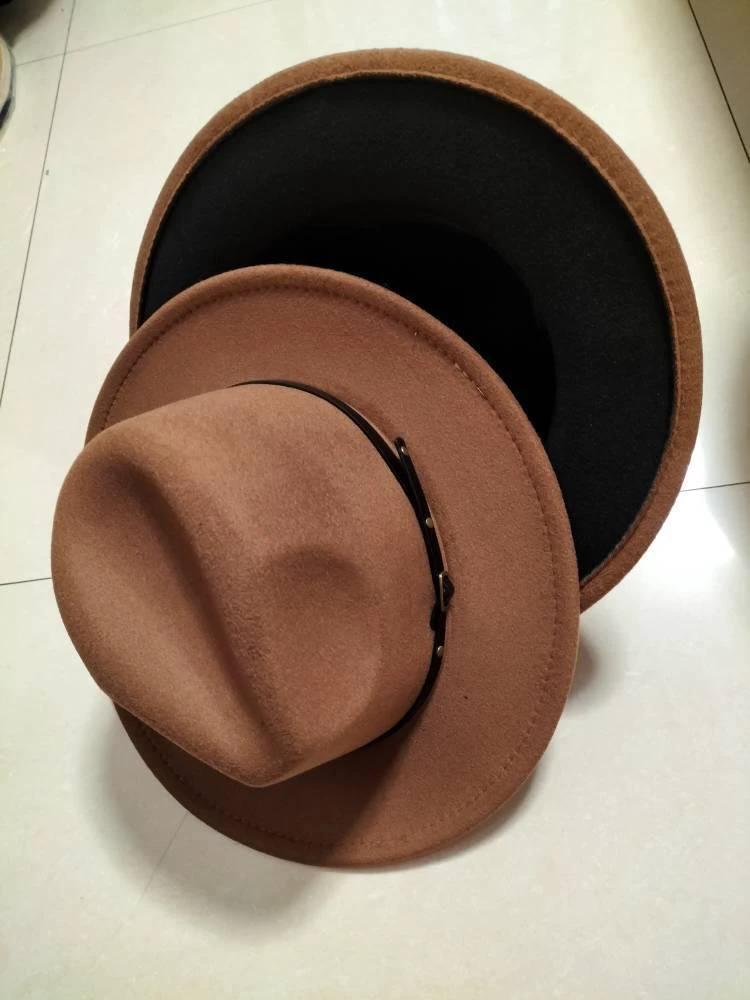 Stylish Fedora Hat - Trendy Color-Blocked Wool Design for a Chic Look - MANDOTOS