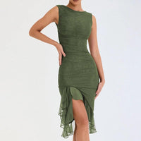 Mandotos women's summer slim skinny sleeveless dress, stylish for fashion, party, and club occasions.