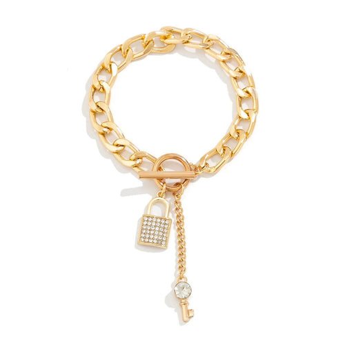 Thick Chain Lock and Key Pendant Necklace - Trendy Fashion Jewelry - MANDOTOS