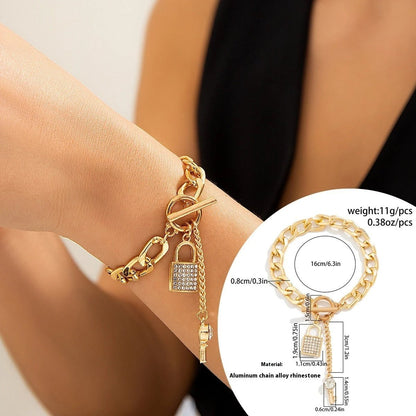 Thick Chain Lock and Key Pendant Necklace - Trendy Fashion Jewelry - MANDOTOS