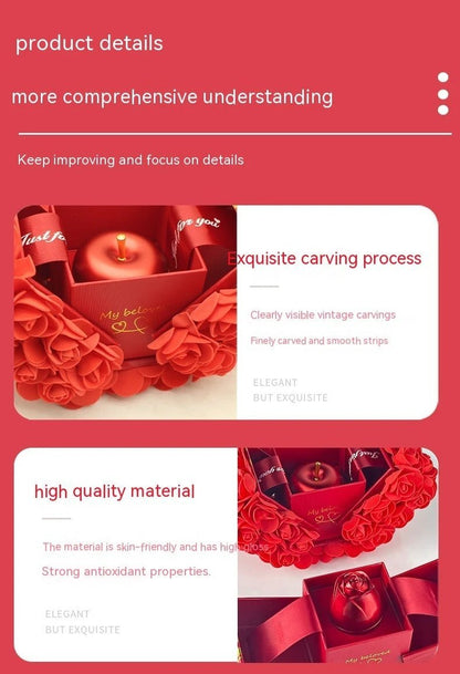Valentine's Day Soap Rose Gift Box - Crystal Pendant Necklace Set - MANDOTOS