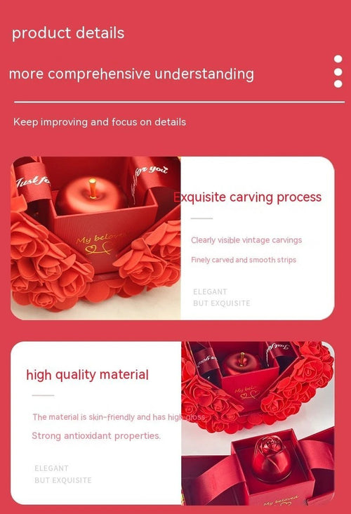 Valentine's Day Soap Rose Gift Box - Crystal Pendant Necklace Set - MANDOTOS