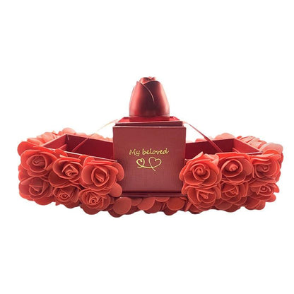 Valentine's Day Soap Rose Gift Box - Crystal Pendant Necklace Set - MANDOTOS
