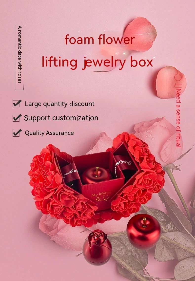 Valentine's Day Soap Rose Gift Box - Crystal Pendant Necklace Set - MANDOTOS