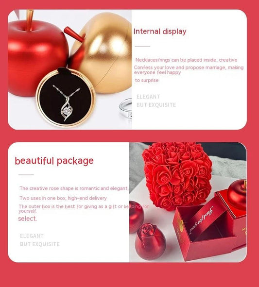 Valentine's Day Soap Rose Gift Box - Crystal Pendant Necklace Set - MANDOTOS